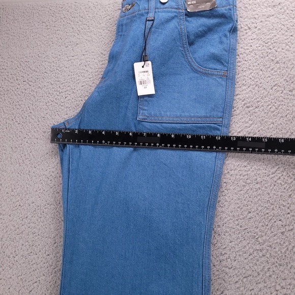 EXPRESS Jeans Size 12 70's Flare Mid Rise Blue Stretch Denim 32x33 NEW - Picture 11 of 13